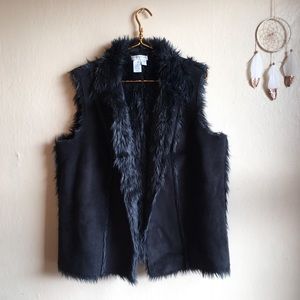Dark grey coldwater creek faux fur vest